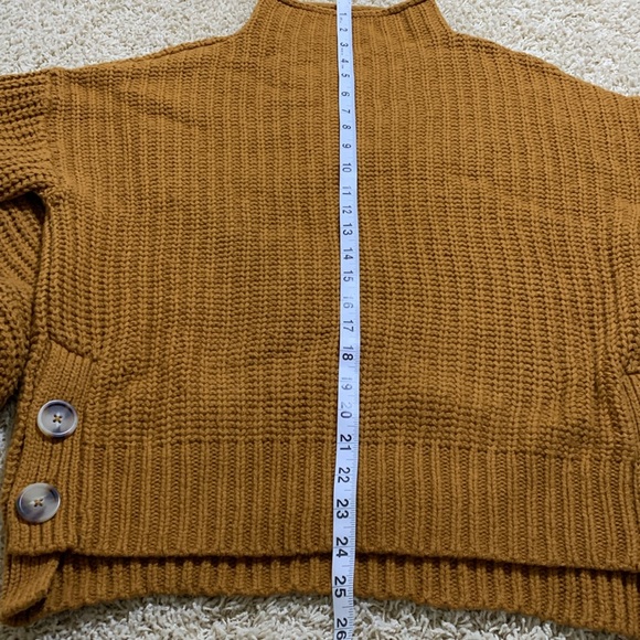 Madewell chunky knit sweater mock neck pumpkin spice button detail SZ S - Picture 7 of 11